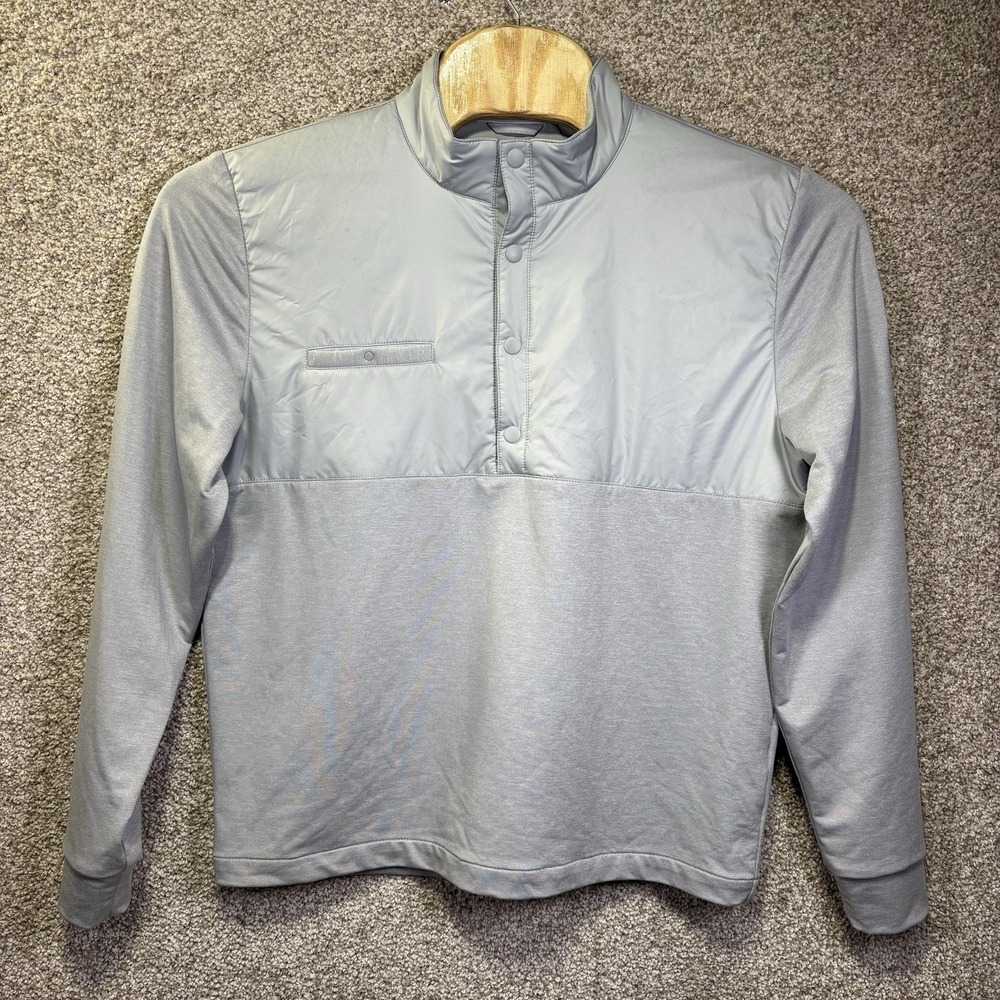 Donald Ross Pullover Mens Medium Gray Snap Mock Neck Long Sleeve Golf Top
